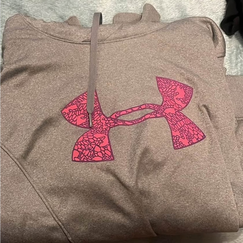 Under Armour Gray Hoodie with Pink Trim